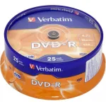 Диск DVD-R Verbatim (4.7Гб, 16x, cake box, 25)