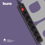 Сетевой фильтр Buro 600SH-16-3-B (3м, 6xEURO, 3,5кВт, 16А)