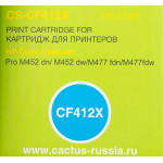 Тонер-картридж Cactus HP CS-CF412X (оригинальный номер: CF412X; желтый; 5000стр; CLJ Pro M452dn, M452dw, M477fdn, M477fdw)