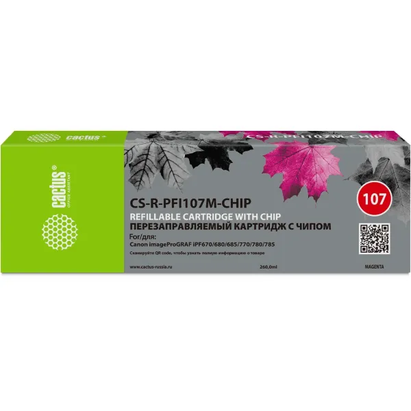 Cactus CS-R-PFI107M-CHIP (пурпурный; 260стр; imageProGRAF iPF670, 680, 685, 770, 780, 785)