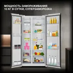 Холодильник Hyundai CS6503FV (No Frost, A++, 2-камерный, Side by Side, инверторный компрессор, белое стекло)