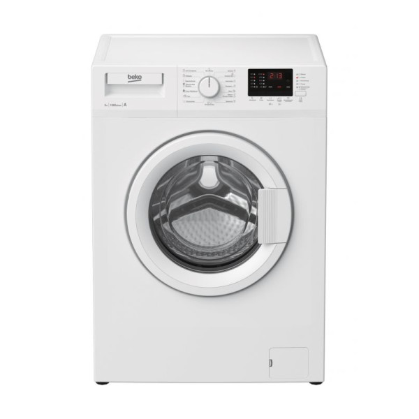 Стиральная машина Beko WRE55P2BWW(класс: A-10%, средняя 60x84x41.5см, фронтальная, макс:5кг, 1000об/мин, белый)