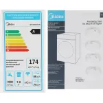 Стиральная машина Midea MF100W70/S-RU(59.5x85x40см, фронтальная, макс:7кг, 1200об/мин, защита от протечек, темно-серебристый)