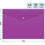 Конверт на кнопке Бюрократ PK803ANVIO (A4, пластик, непрозрачный, толщина пластика 0,18мм, фиолетовый)