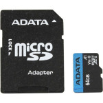 Карта памяти microSDXC 64Гб ADATA (Class 10, 10Мб/с, UHS-I U1, адаптер на SD)