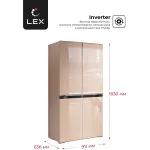 Холодильник Lex LCD505GIGID (No Frost, A+, 3-камерный, Side by Side, инверторный компрессор, золотистый)