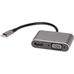 Адаптер-переходник VCOM (USB 3.1 Type-C (m), HDMI (f); mini jack 3.5 mm (f); VGA (f); USB 3.0)