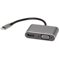Адаптер-переходник VCOM (USB 3.1 Type-C (m), HDMI (f); mini jack 3.5 mm (f); VGA (f); USB 3.0) [ACU4511]