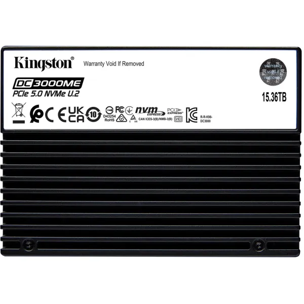 Жесткий диск SSD 15Тб Kingston (U.2, 14000/9700 Мб/с, 400000 IOPS, PCIe 5.0 x4, для сервера)