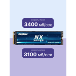 Жесткий диск SSD 256Гб KingSpec (2280, 2200/1300 Мб/с, 96200 IOPS, PCIe 3.0 x4 (NVMe))