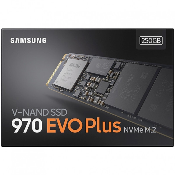 Жесткий диск SSD 250Гб Samsung 970 Evo Plus (M.2, 3500/2300 Мб/с, 550000 IOPS, PCI-E, 512Мб, для ноутбука и настольного компьютера)