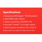 Видеокарта Radeon RX 560 1199МГц 4Гб ASUS Strix Gaming (GDDR5, 128бит, 1xDVI, 1xHDMI)