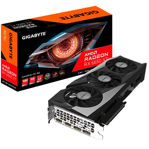 Видеокарта Radeon RX 6650XT 2523МГц Gigabyte GAMING OC (GDDR6, 128бит, 2xHDMI, 2xDP)