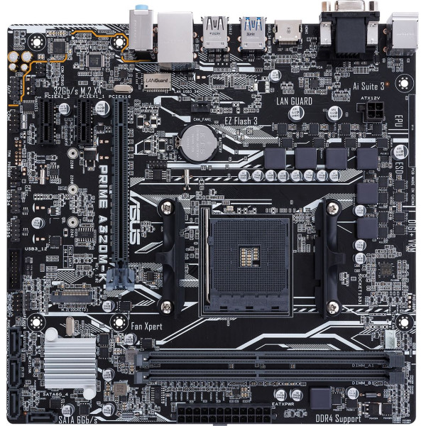 Материнская плата ASUS PRIME A320M-K/CSM (AM4, AMD A320, 2xDDR4 DIMM, microATX, RAID SATA: 0,1,10)