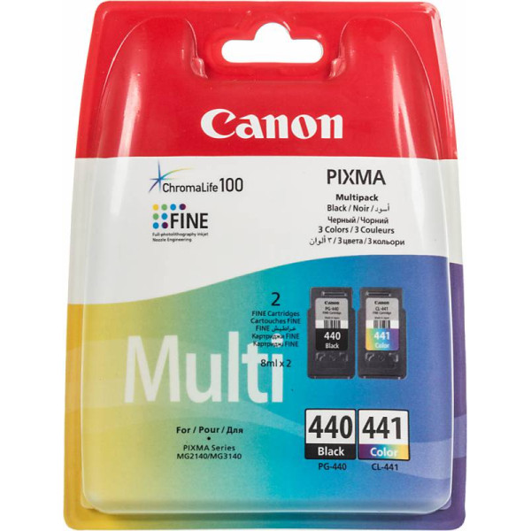Чернильный картридж Canon PG-440/CL-441 (многоцветный, черный; 180стр; 8мл; MG2140, MG3140; двойная упаковка)